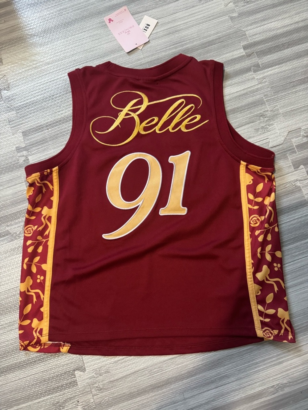 Disney Princess Belle Burgundy Sleeveless Jersey Top - Picture 2 of 3